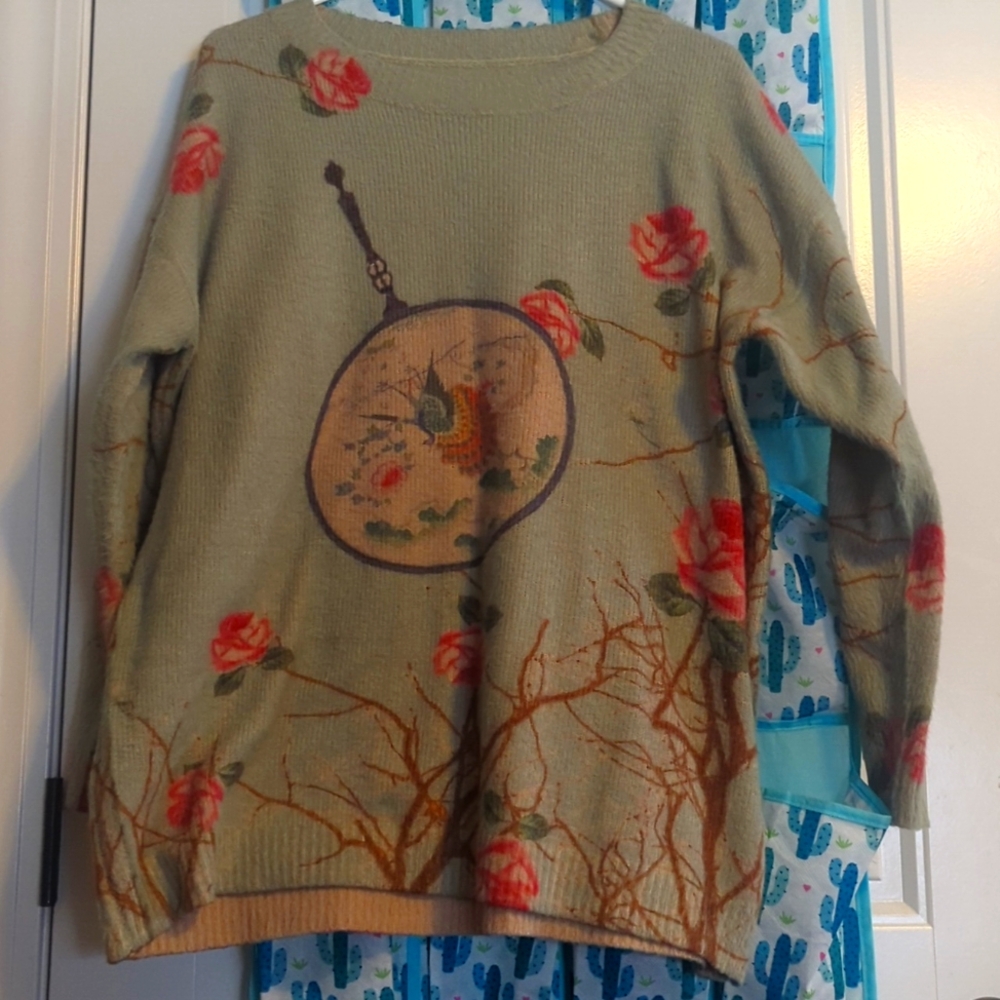 YESNO Oversized Crewneck Pullover Sweaters Casual Loose XL